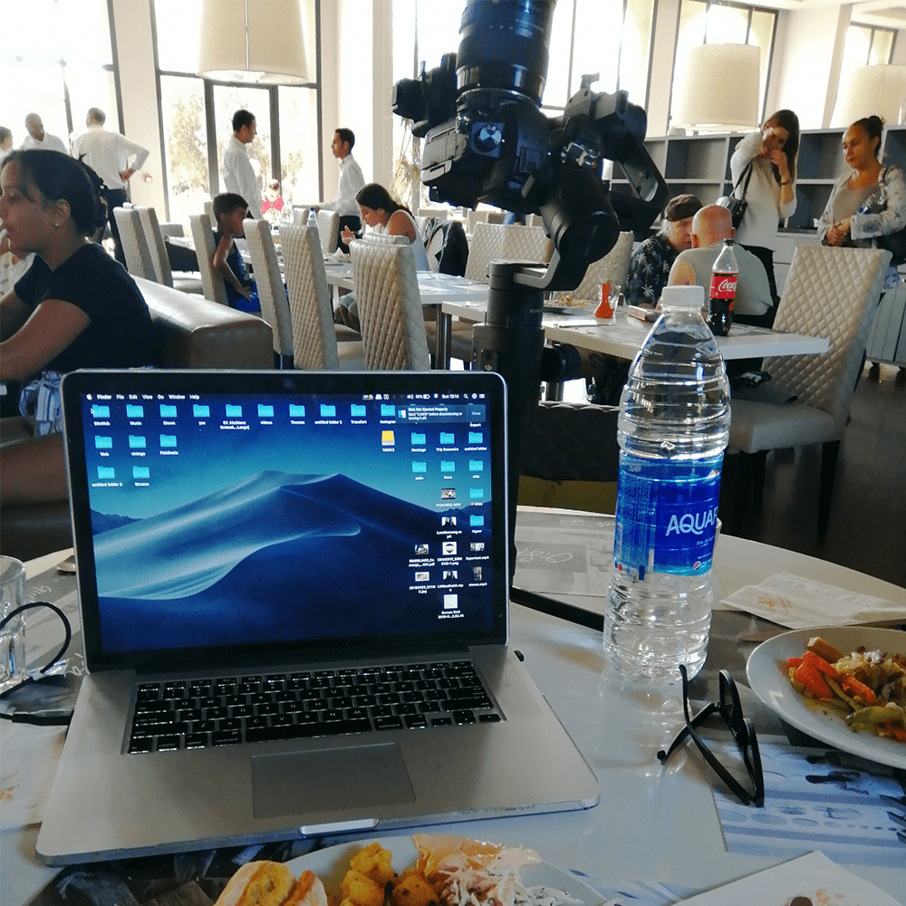 lunch break camera and gimbal YAWK video production shoot Marrakech Morocco